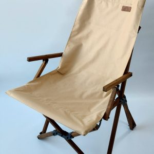 Ahşap -  Kollu Katlanır Kamp - Bahçe - Balkon Sandalyesi - Koyu Ceviz İskelet - Camel Kılıf - Camel Çanta